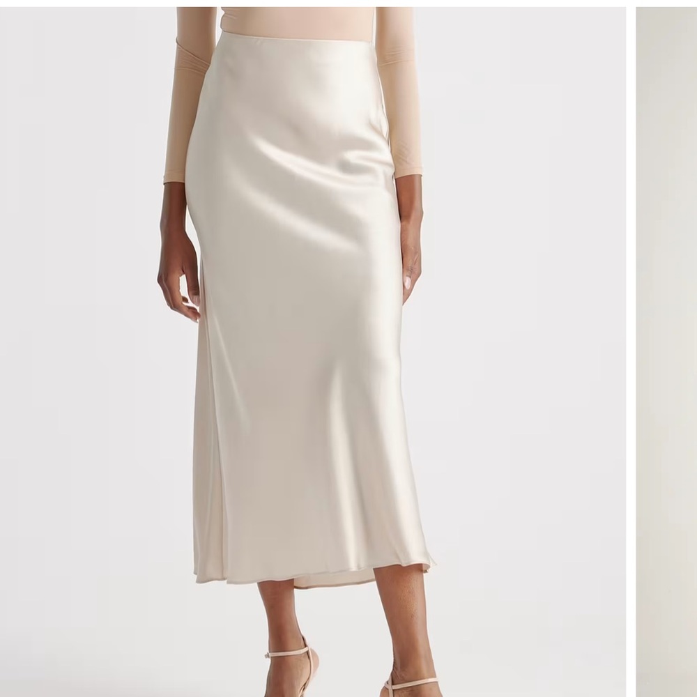Quince 100% Washable Silk Maxi Skirt in Champagne